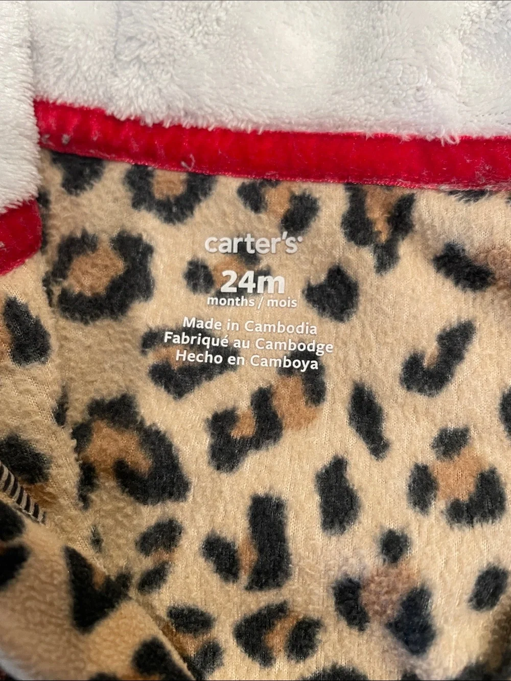 Carter's Leopard Print Hooded One-Piece  Fleece - Tan and Black